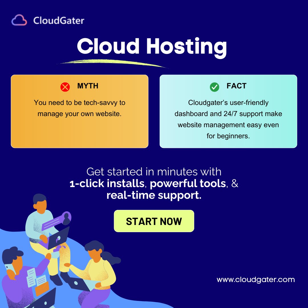 cloudgater's tweet photo. Thinking website management is only for tech wizards? 🧙‍♀️ Think again!

Many believe you need to be super tech-savvy to run your own website. But with CloudGater’s Hosting, that's a total MYTH!

Get your website up and running in minutes!
👉 Visit https://t.co/1FilhYjQrM https://t.co/qD1792PP0k