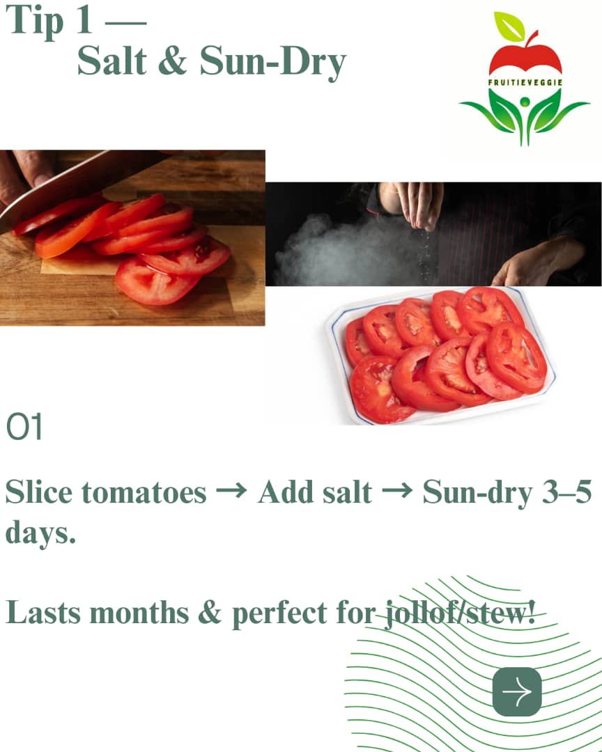 Fruitieveggie_'s tweet photo. No refrigerator? No problem!
Save MONEY, Preserve FOOD!

Comment which method you'll try first

~ follow @fruitieveggie for more smart farming tips.
From all of us at Fruitieveggie, thank you always!
#fruitieveggie
#TomatoPreservation
#FoodWaste
#ColdStorage
#SmartFarming https://t.co/XBrE3sjMOH