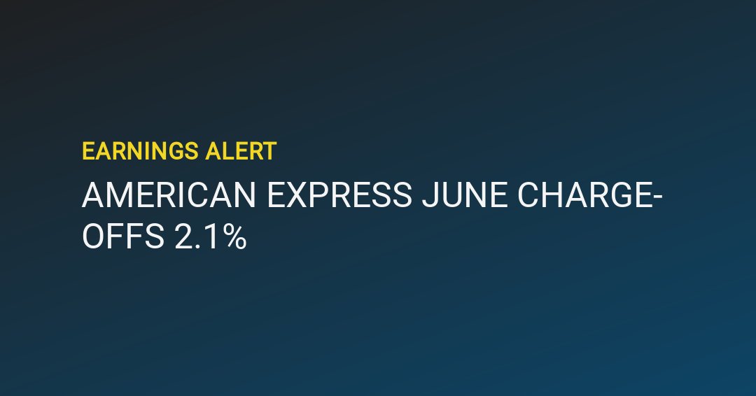 📈 Earnings Alert $AXP - American Express June Charge-Offs 2.1%:
∙ Charge-offs 2.1% 
∙ Delinquencies 1.3%
smartkarma.com/entities/ameri…