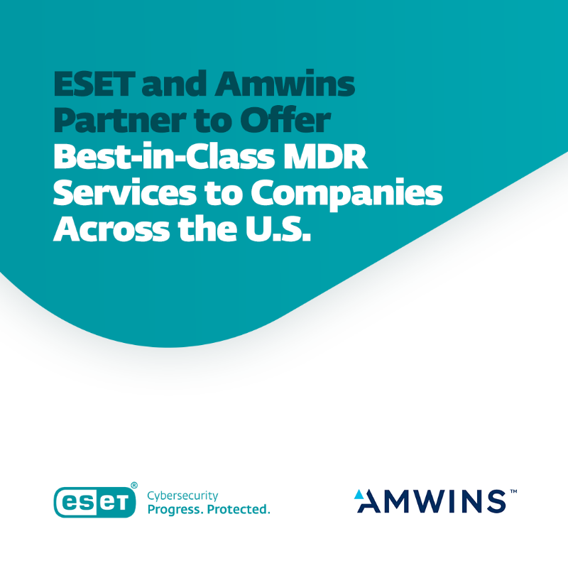 ESET's tweet photo. 🤝 ESET and @AmWINS partner to help better protect against cyber risks.

In addition to the market leading cyber insurance expertise of Amwins, Amwins clients now have access to exclusive discounts on #cybersecurity MDR services.

#ESET #ProgressProtected #Amwins