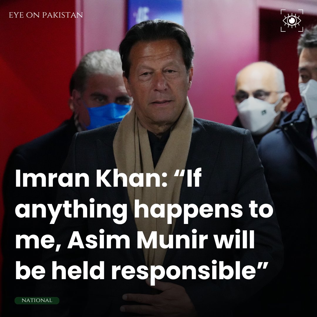 eyeonpakistan_'s tweet image. 🚨 Imran Khan:
"If anything happens to me, I hold Asim Munir directly responsible. And I know the nation — the youth — will take revenge. Not with hate, but with a revolution."
This is not just a warning. It’s a call from behind bars.
#ImranKhan #AsimMunir #Pakistan