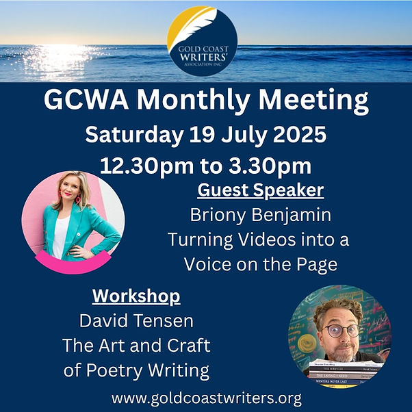 GCWritersAssoc's tweet photo. Come and hear some great speakers this Saturday.

https://t.co/z9Le1Pf2oH

#goldcoastwriters #WritingCommunity https://t.co/3e3QBqie2N