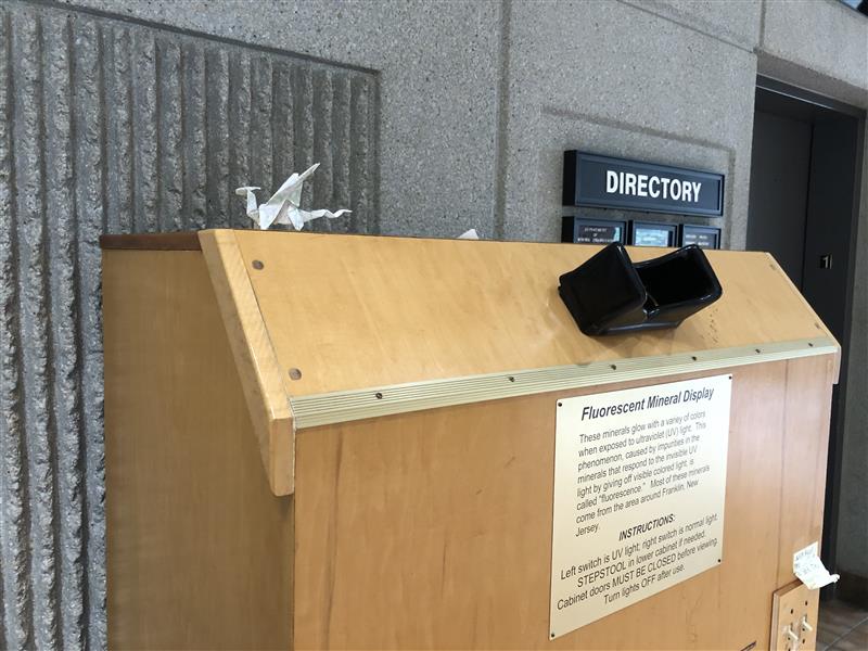 🦖 ALERT: Origami dinosaurs have taken over the Mining and Mineral Resources Building atrium. We suspect a rogue origami artist (using free overstock maps) is behind this prehistoric paper parade.

If you spot a triceratops on the coffee table or a pterodactyl eyeing your lunch,