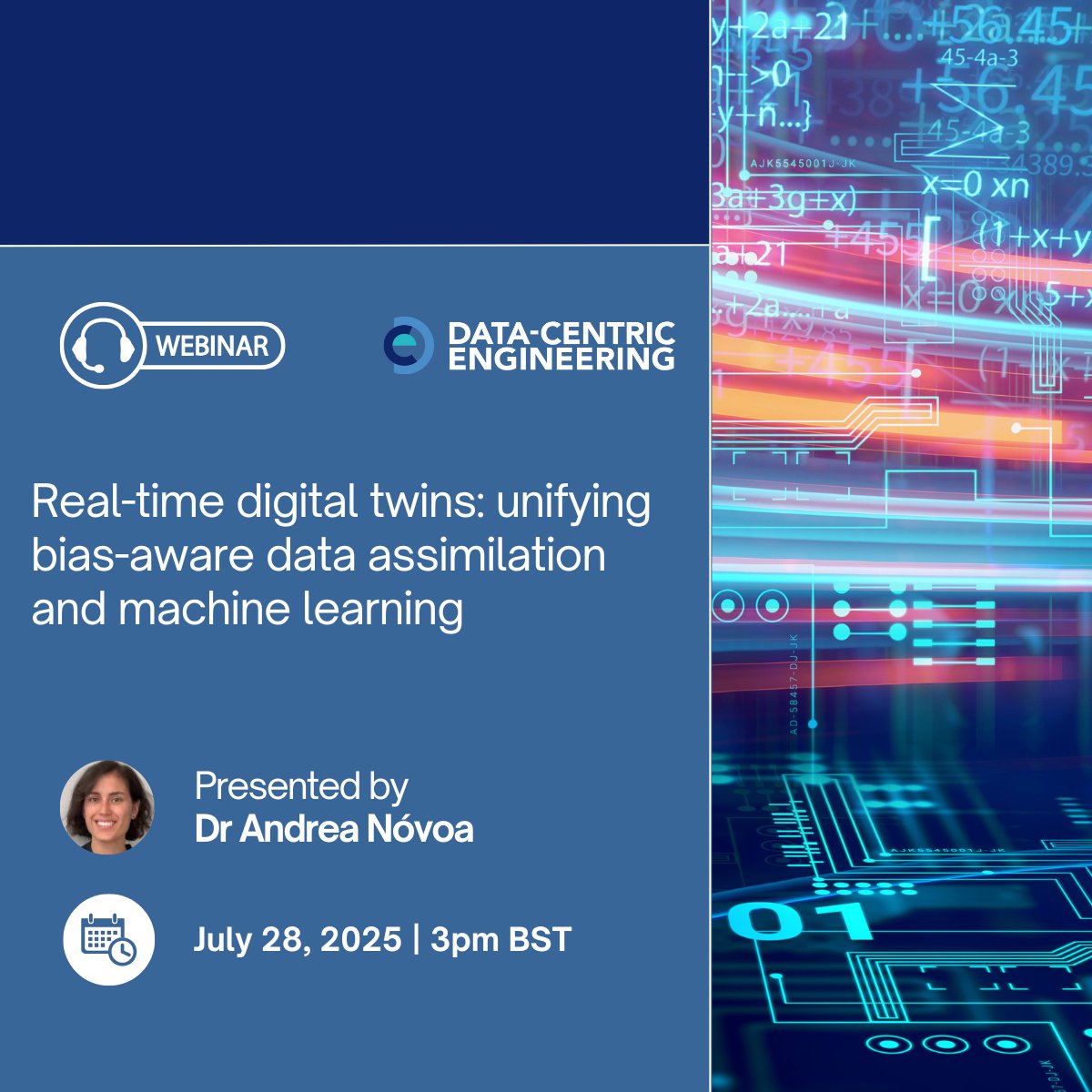 DCE_Journal's tweet image. Join our webinar on Real-time digital twins: unifying bias-aware data assimilation and machine learning
Join Dr Andrea Nóvoa (@imperialcollege) to learn more about a new paradigm in real-time digital twins
🗓️28 July 2025
⏰3PM BST
ℹ️cassyni.com/events/9Ux7nAa…
#digitaltwins