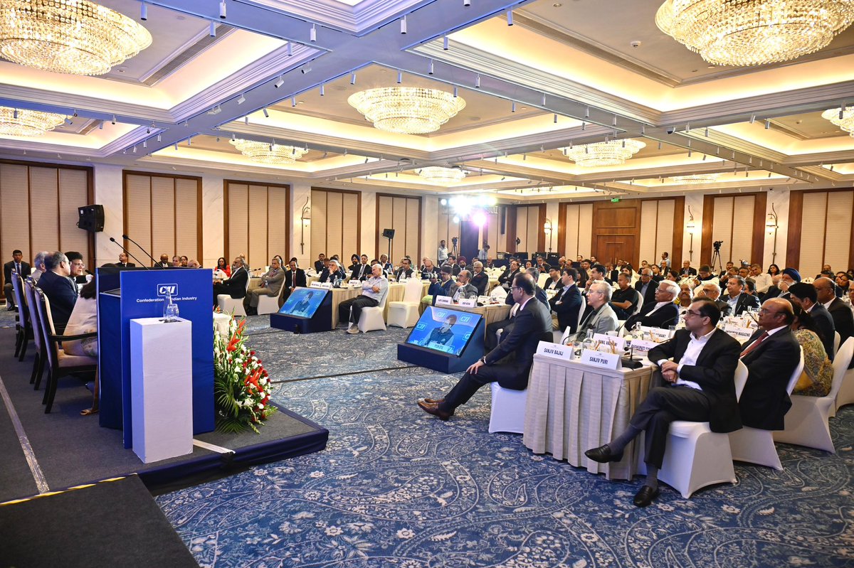 Piyush Goyal (@piyushgoyal) on Twitter photo Had an engaging interaction at the <a href="/FollowCII/">Confederation of Indian Industry</a> National Council Meeting on accelerating India's economic growth.
Discussions focused on ensuring inclusive and future-ready growth by:
🔸Unlocking greater investments
🔸Strengthening R&D and skilling
🔸Scaling startup ecosystem Had an engaging interaction at the <a href="/FollowCII/">Confederation of Indian Industry</a> National Council Meeting on accelerating India's economic growth.
Discussions focused on ensuring inclusive and future-ready growth by:
🔸Unlocking greater investments
🔸Strengthening R&D and skilling
🔸Scaling startup ecosystem