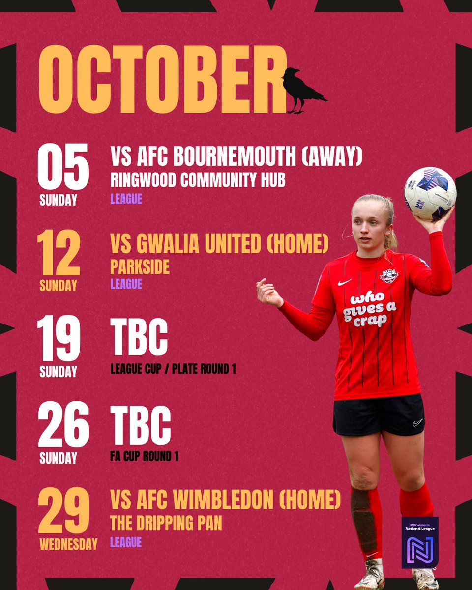 Your fixtures for the 2025/26 season are here 😍

We start our season with a home game against <a href="/WatfordFCWomen/">Watford FC Women</a> on Sunday, the 17th of August before the first away trip to <a href="/ExeterCityWFC/">Exeter City Women FC</a> the weekend after 👊

Which game are you excited for? 🔥

#COYR🔴⚫️
#TheNextChapter