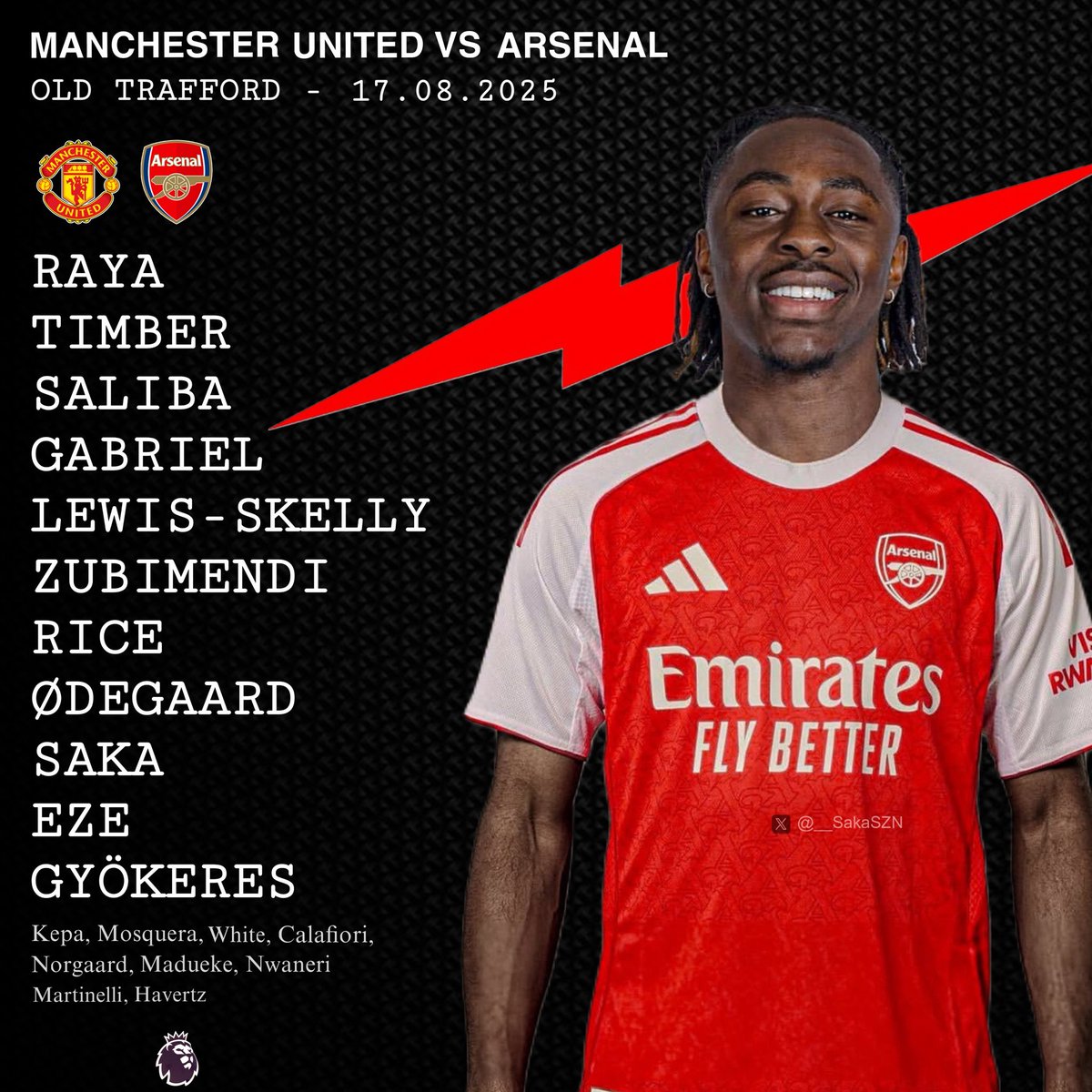 __SakaSZN's tweet image. 🔴 𝗧𝗘𝗔𝗠𝙉𝙀𝙒𝙎 ⚪️

🇪🇸 Zubimendi holding the midfield 
🏴󠁧󠁢󠁥󠁮󠁧󠁿 Eze with the creativity 
🇸🇪 Gyökeres leading the line 

Let’s start the season strong 💪