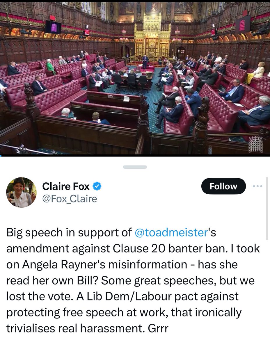 nowak_paul's tweet image. If Toby Young (nominated for the House of Lords by Kemi Badenoch), Claire Fox (Boris Johnson) and Nigel Farage think it’s a bad thing, you know the Employment Rights Bill is good for working people.
It’s not a ‘banter ban’, it’s common sense action to stop bullying & harassment