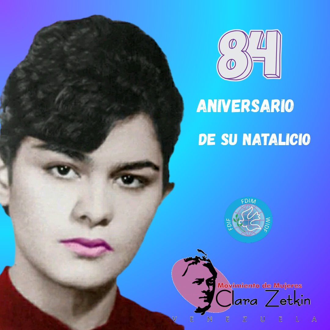 #15Julio🌹

Conmemoramos el 84° aniversario del natalicio de Livia Gouverneur.

Heroína de la juventud venezolana y militante de la JCV símbolo de combatividad; expresión y ejemplo del internacionalismo proletario.