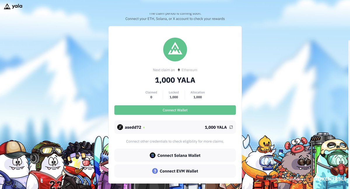 ⭐ The $YALA Checker is Live!

It’s time to see what your Yeti journey has earned you in the Yala Season 1 Airdrop.

👉 Check here claim.yala.org
• Claim will be available soon

🗓 Snapshot: July 8, 2025

• 3.4% of $YALA supply for early builders, testers, LPs
• Lite