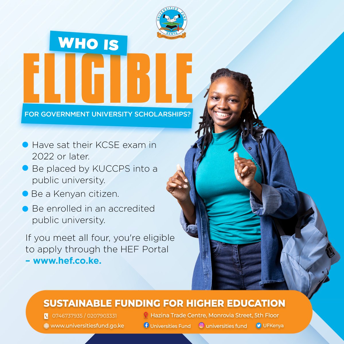 🎓 Want to apply for a Government Scholarship?
👀 Check the poster for eligibility details.
#SCFM #HigherEdKE #ScholarshipKE