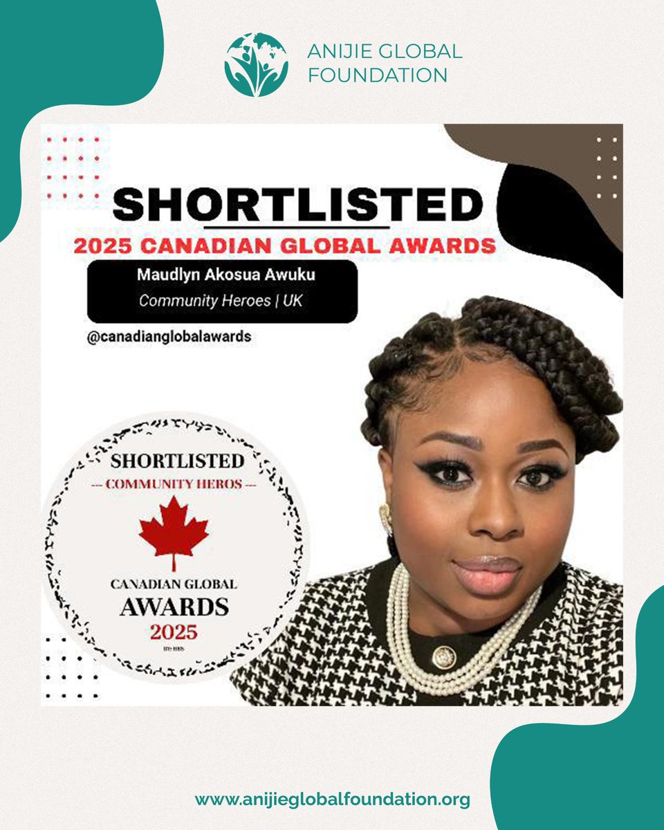 AnijieGlobal's tweet image. ๐ INCREDIBLE NEWS! ๐
Our Founder & CEO Maudlyn Akosua Awuku has been SHORTLISTED for the 2025 Canadian Global Awards - #CommunityHeroes category!
Congratulations to our visionary leader @Maudlyn_Awuku!
#AnijieGlobalFoundation #LEGITLeader #YouthEmpowerment #GhanaRising #sdgs