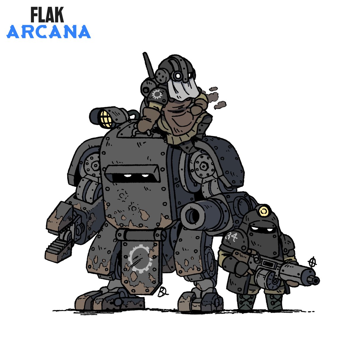 The Ironwheel Clan! Flak Arcana is a mix of Medieval Fantasy and Victorian-Edwardian era tech.

But the Ironwheel are straight up dieselpunk