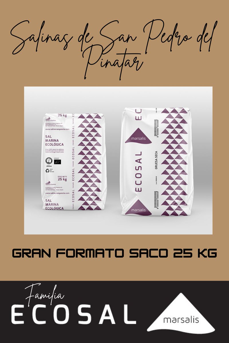 SalineraE's tweet photo. Al fin hemos completado la familia de Sal Marina Ecológica de las Salinas de San pedro del Pinatar, Os presentamos nuestro gran formato, saco de 25 kg. 100% Sal Marina 100% Sal Ecológica.📷 https://t.co/cLoPKTCzAy