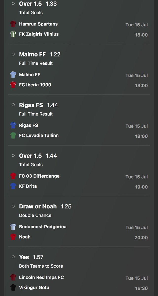 CHAMPIONS LEAGUE ACCA 

#ChampionsLeague #UCL #UCLQualifiers #FootballBets #BettingTips #Acca #AccaTips #5fold

Free Telegram Channel 

t.me/+hSfImejdeP4wY…