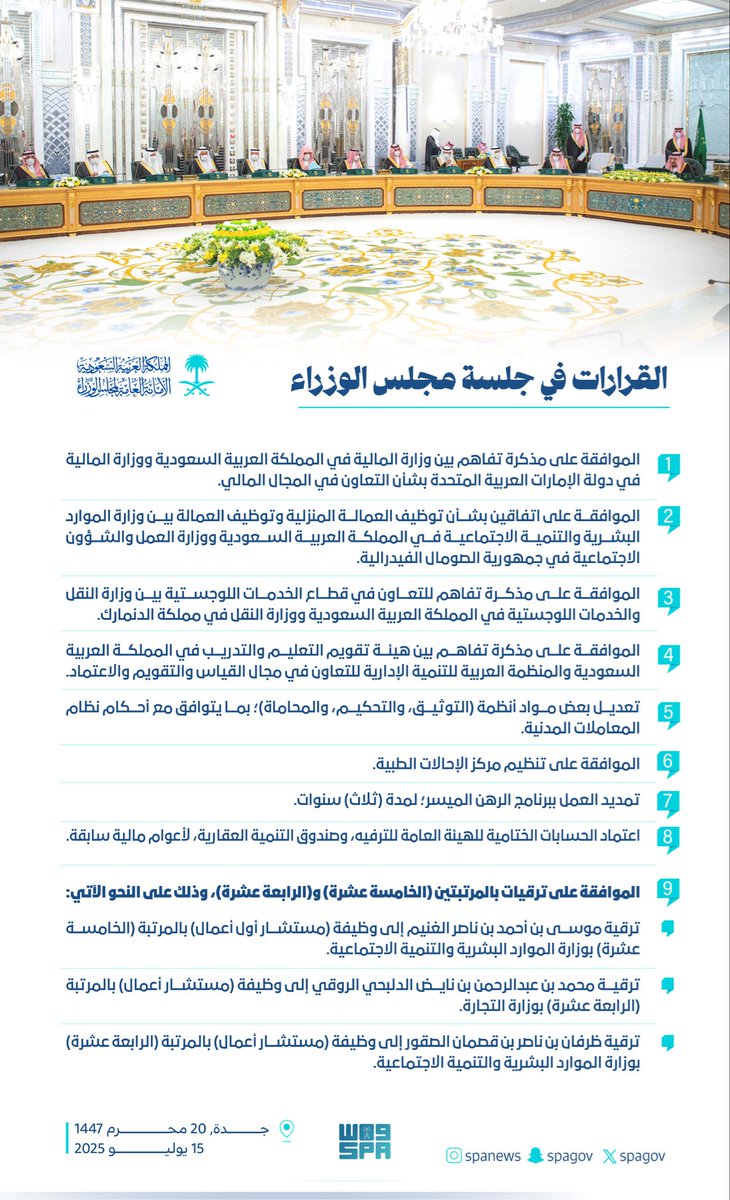 القرارات والترقيات في جلسة 
#مجلس_الوزراء