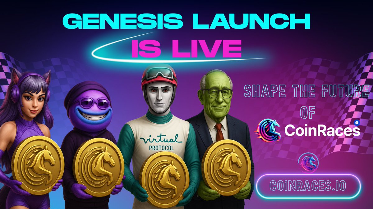 CoinRacesGame's tweet image. 🚀 Genesis Launch is LIVE!  

$CRDAO is officially in play — and @virtuals_io just unlocked the next phase of community-driven, AI-powered gaming 🦾

🪙 Holding $CRDAO means more than just participation, it means having a real stake in how CoinRaces evolves: voting, shaping…