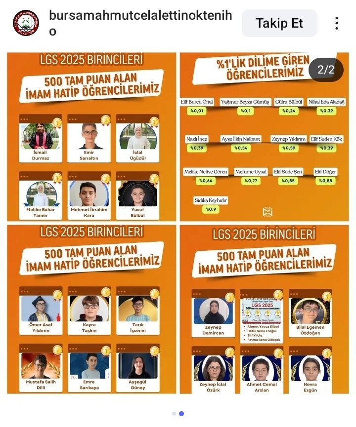 Bakan Tekin konuşması ile bir seviye tespiti yaparak soruların gelmesini engellemek istiyor olsa da biz yine de soralım?
Sayın <a href="/Yusuf__Tekin/">Yusuf Tekin</a> ; Bursa Yıldırım 'da bir İmam Hatip Ortaokulu' ndan 39 öğrenci tam puan almış!
Oya bir çok kaynakta Bursa il genelinde 20 tam puan alan