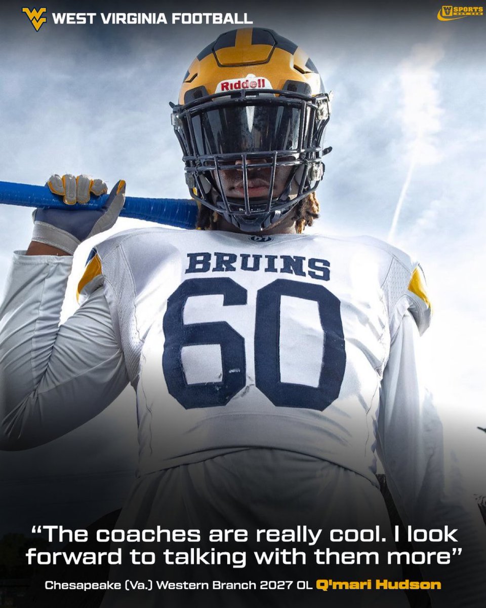 #WVU offers 2027 OL Q’mari Hudson, who’s excited to build a bond with the staff and see what’s next in his recruiting journey.

Interview ▶️ gowvu.us/r1x