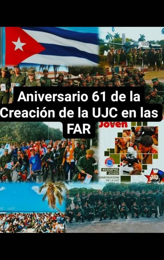 Hoy celebramos  la formación de  la <a href="/UJCdeCuba/">UJC de Cuba</a>  en la FAR, un espacio que ha sido cuna de líderes y defensores de la Revolución. 
¡Sigamos firme en nuestros principios! 

<a href="/MeyvisEstevezE/">Meyvis Estevez Echevarría</a> <a href="/MinfarC/">Minfar_Cuba</a> #SiempreJoven #CubaEstáFirme #Fidel #YoSigoAMiPresidente #LaLuchaNoHaCesado