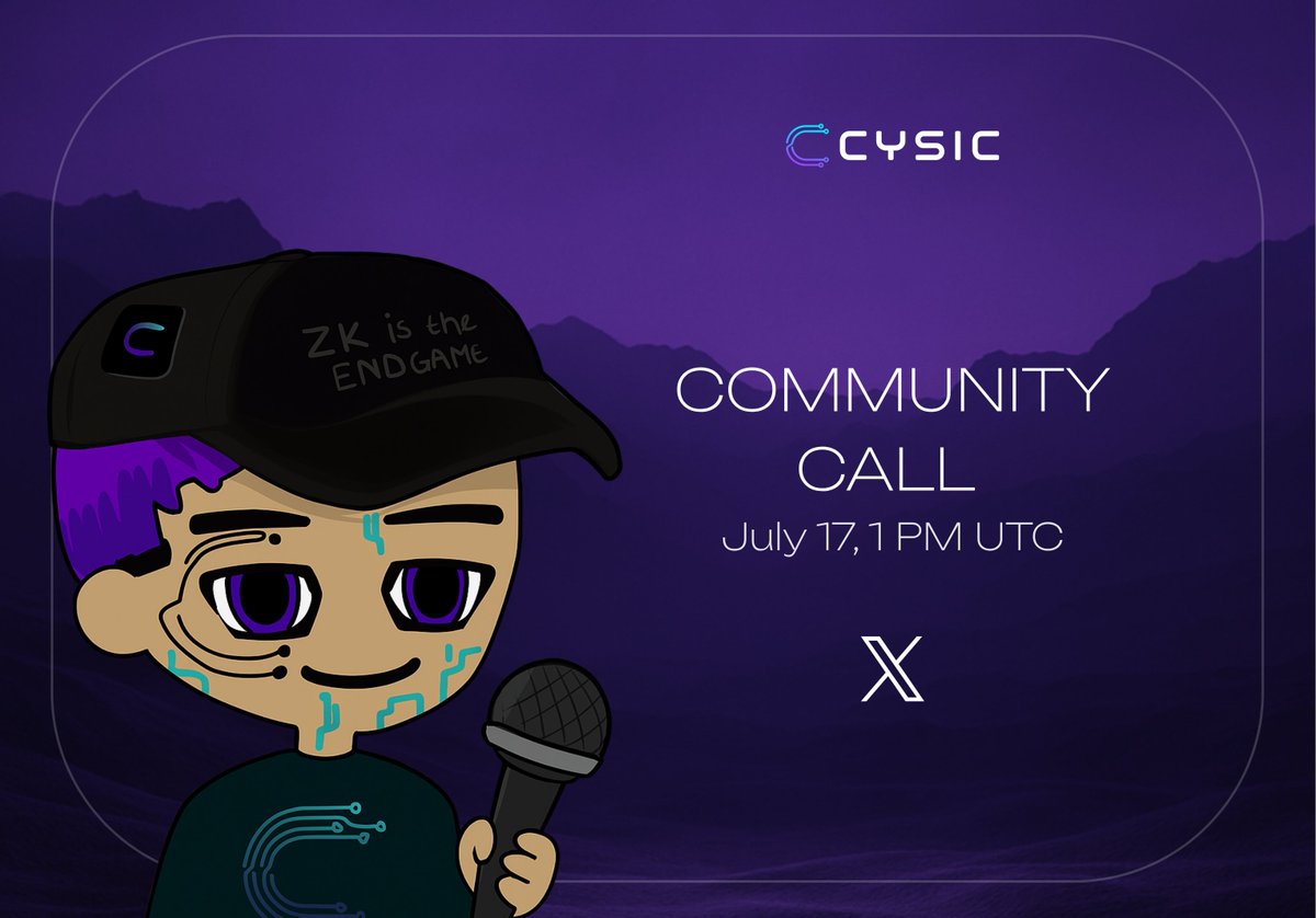get ready to meet the team behind <a href="/cysic_xyz/">Cysic</a> 👾

wen: july 17 at 13:00 utc
where: x space🎙️

founders and core team will talk about what’s next for cysic, how to boost your kaito rank and how to win rewards!

you can submit your questions in the ama-questions channel on discord