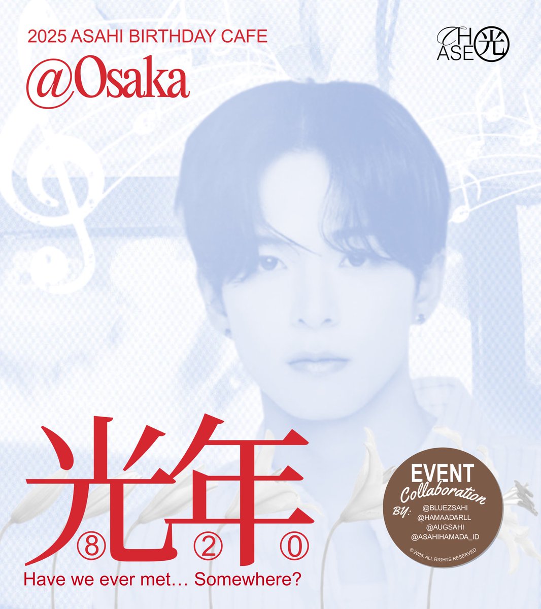 augsahi's tweet image. 2025 ASAHI BIRTHDAY CAFE EVENT 
[ revise ] 

💡 𝗨𝗻𝘁𝗶𝗹 𝗧𝗵𝗲 𝟴𝟮𝟬 𝗟𝗶𝗴𝗵𝘁𝘆𝗲𝗮𝗿 ★
#TREASURE アサヒ さん お誕生日カフェ

☎️ 25.08.16-25.08.17
🪡 Cafe TIA&apos;M @CafeTIAM
( 大阪府大阪市生野区桃谷3丁目4-9 ) 

 #ChaseThe820 #24LightYear #アサヒ #아사히 #트레저 #トレジャー