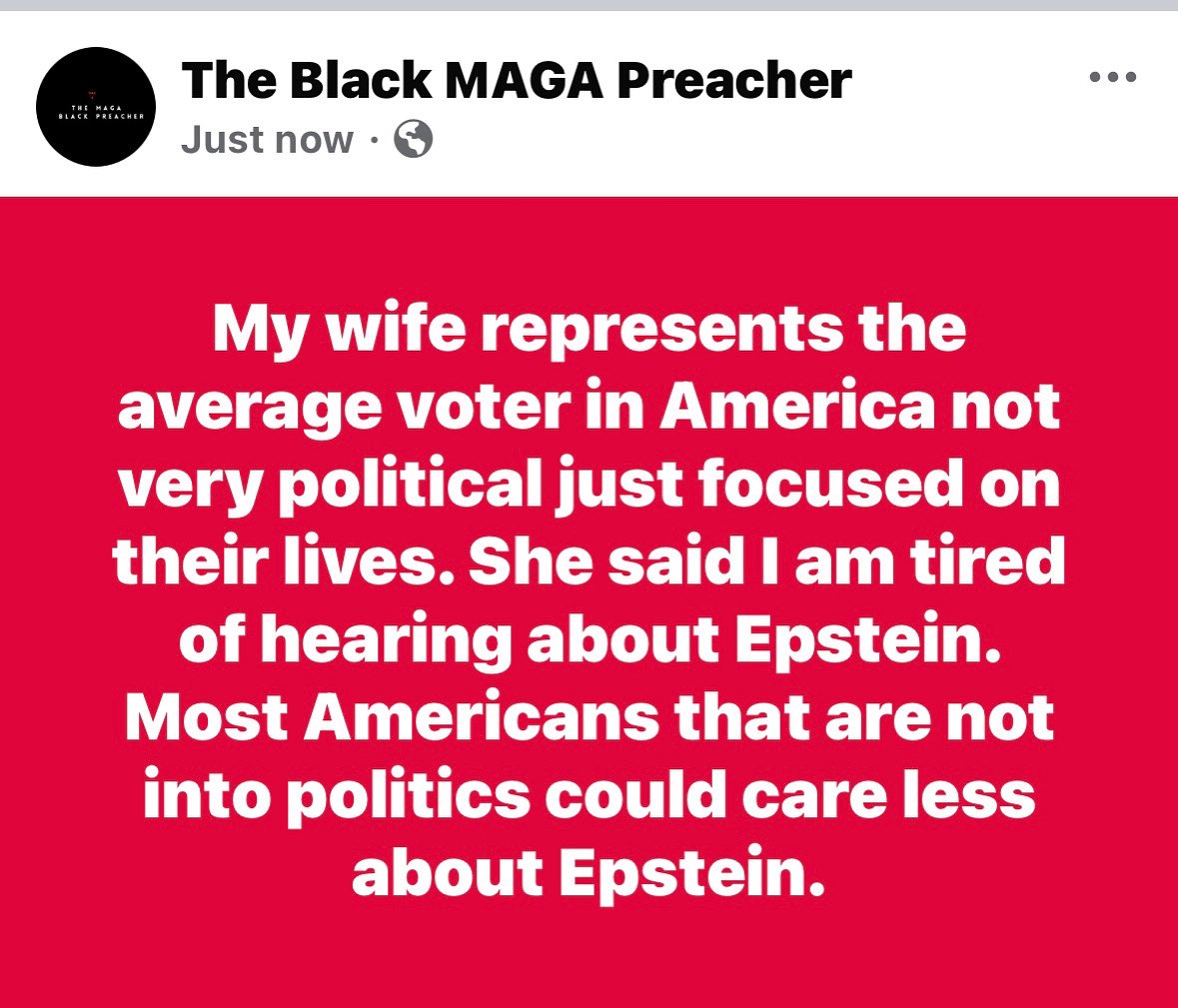 My wife represents the average voter in America not very political just focused on their lives. She said I am tired of hearing about Epstein. Most Americans that are not into politics could care less about Epstein. #trump #politics #democrats #epsteinfiles