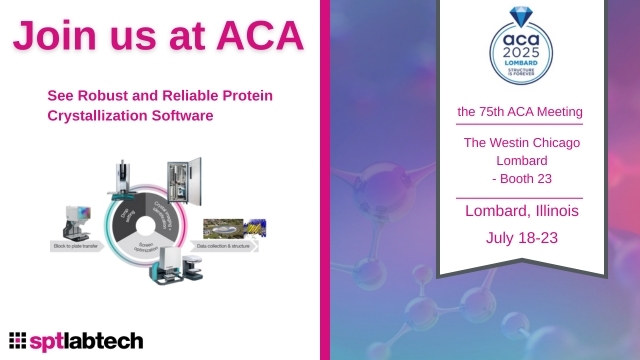 SPTLabtech's tweet image. We are excited to be exhibiting at the 75th ACA Meeting in Illinois, from July 18-23, 2025.

Come and explore our robust solutions for Reliable Protein Crystallization.

Join us at booth 23!

#ACA2025 #ProteinCrystallization #StructuralBiology #LabAutomation @ACAxtal