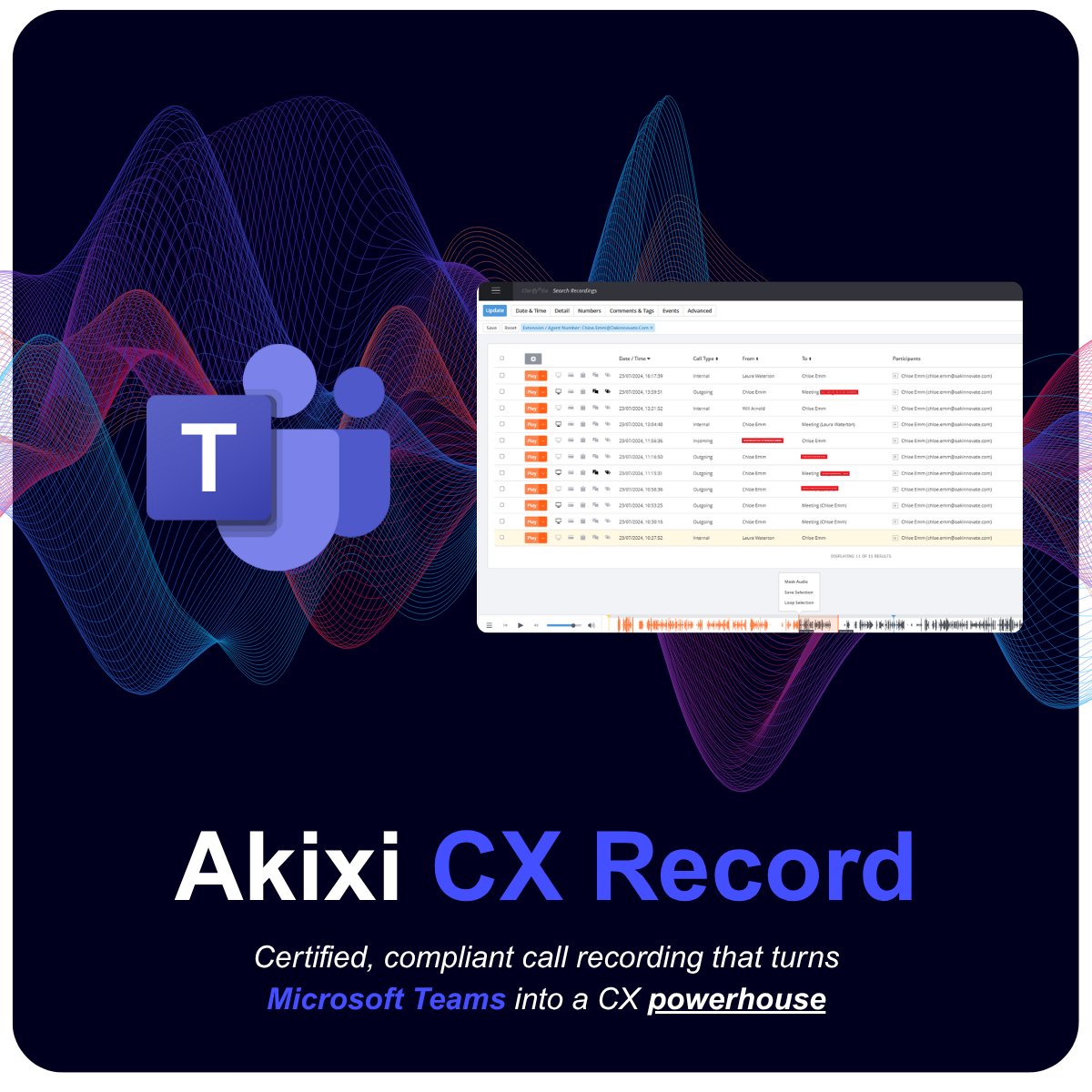 CXR from Akixi is a secure, compliant call recording solution.

With CXR, call recording isn’t just storage... it’s a strategic tool for growth 📈

Learn more: eu1.hubs.ly/H0lLKR80
Book a demo: eu1.hubs.ly/H0lLMnB0