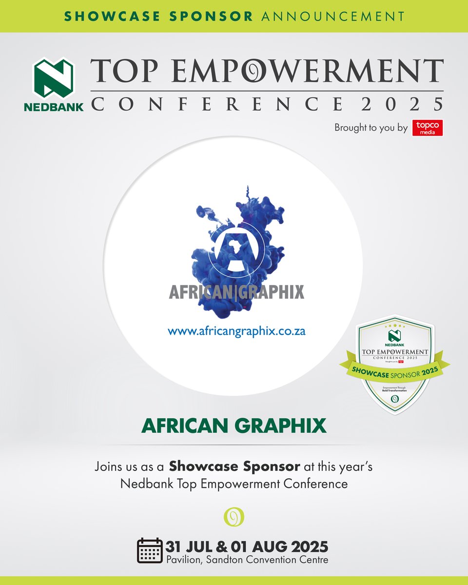 TopEmpowerment (@topempowerment) on Twitter photo Design is more than aesthetic. It’s strategy. 🎯
African Graphix is turning visuals into vehicles for #Transformation at #NedbankTopEmpowerment 2025.
Representation. Identity. Legacy.
🎟️ Join the conversation: hubs.la/Q03wCWXM0
#CreativeEconomy | <a href="/Topco_Media/">Topco Media</a> Design is more than aesthetic. It’s strategy. 🎯
African Graphix is turning visuals into vehicles for #Transformation at #NedbankTopEmpowerment 2025.
Representation. Identity. Legacy.
🎟️ Join the conversation: hubs.la/Q03wCWXM0
#CreativeEconomy | <a href="/Topco_Media/">Topco Media</a>