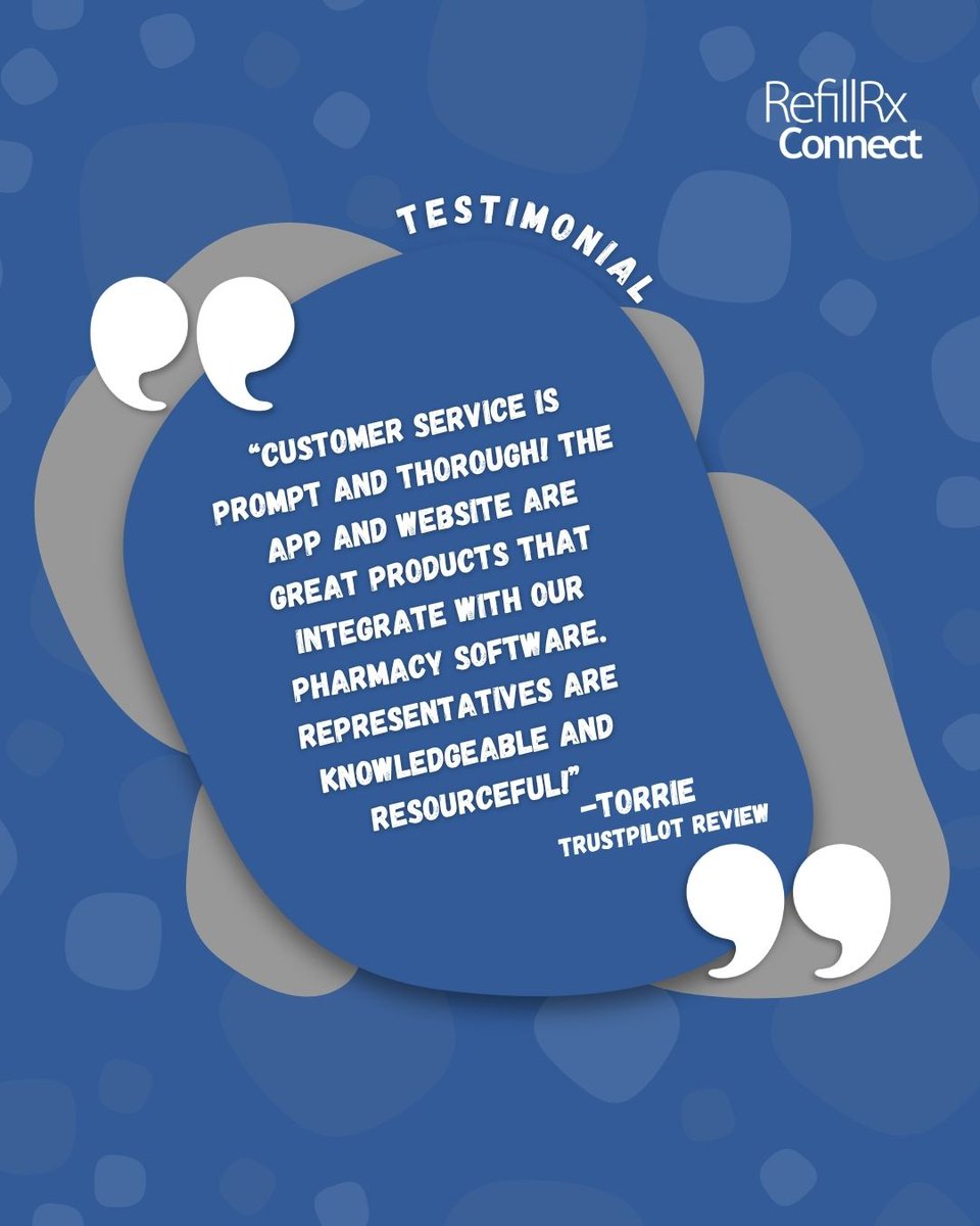 RefillRxConnect's tweet photo. Thank you, Torrie, for your kind words—we’re proud to support your pharmacy with tools that make a difference! 🙌 

#TestimonialTuesday #RefillRxConnect #TrustpilotReview #CustomerServiceGoals https://t.co/eXU6V7CHZw
