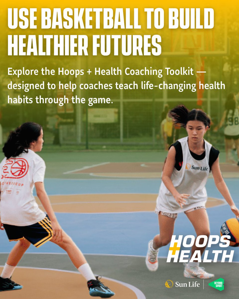 BeyondSport's tweet image. ππ Coaches & educators, the Hoops + Health Toolkit is here! Created by Beyond Sport & @SunLife, this free resource helps you use basketball to teach healthy living to youth 6β21, no pro skills needed.
Now in English, Vietnamese, Indonesian & Chinese π beyondsport.org/hoops-health/rβ¦