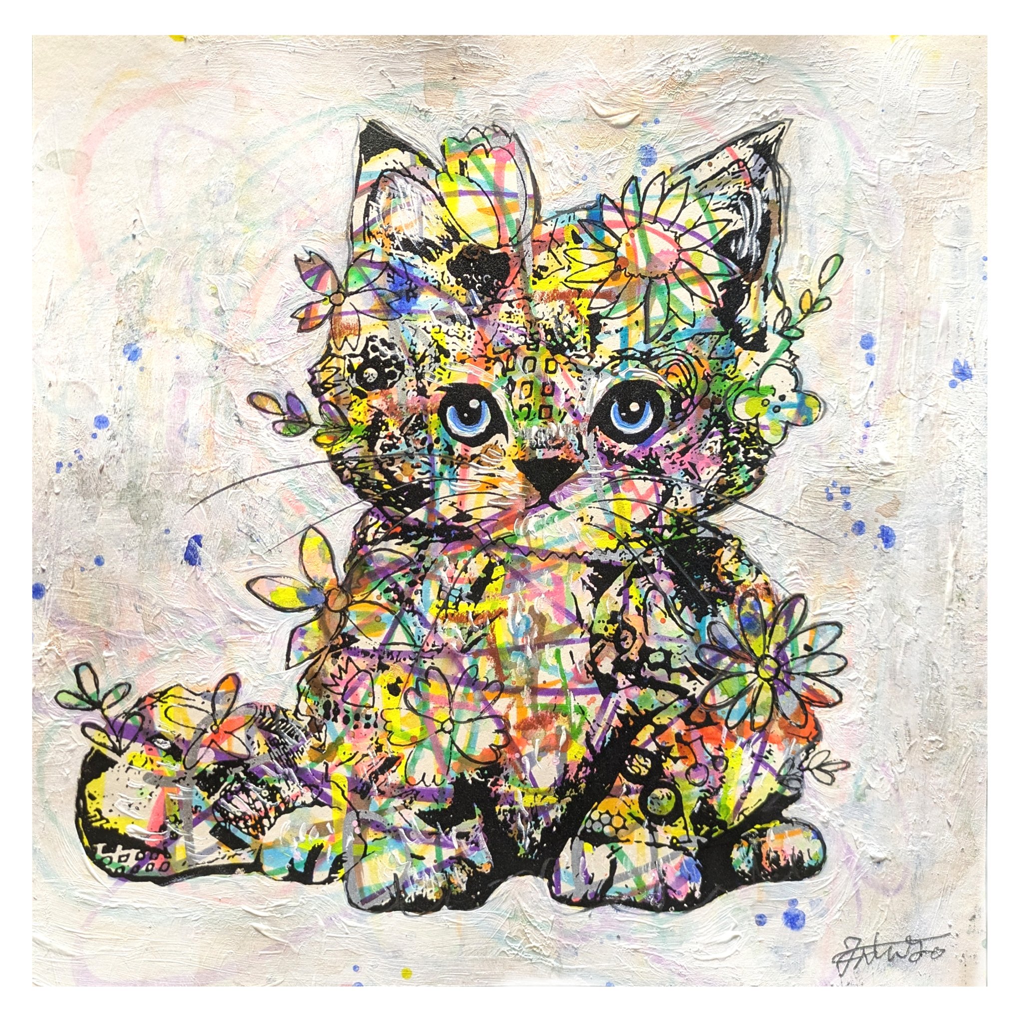 一番人気❗️今年ラス1❕️手作り額付き銅版画応用絵画　「きらめきニャンコ」 隠れ銅版画作家YM on X: 
