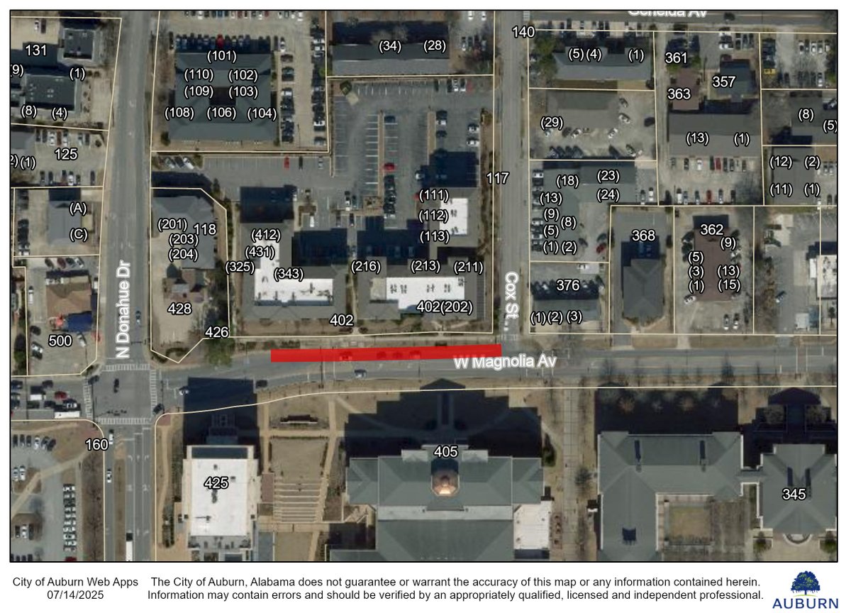 From July 16–22, a contractor working at Brown Crest Properties will require daytime closures on W Magnolia Avenue (between Cox St and N Donahue) from 7 a.m. to 7 p.m.

✅ No turn lanes will be affected.
⚠️ Motorists &amp; pedestrians will be directed around the closures.