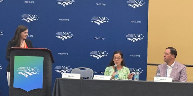 PACountiesGR's tweet image. At the Annual @NACoTweets Conference, York County Commissioner and CCAP Treasurer Julie Wheeler participated in a panel discussion about the 10th anniversary of the Stepping Up Initiative, a national movement dedicated to improving responses to behavioral health needs in jails.