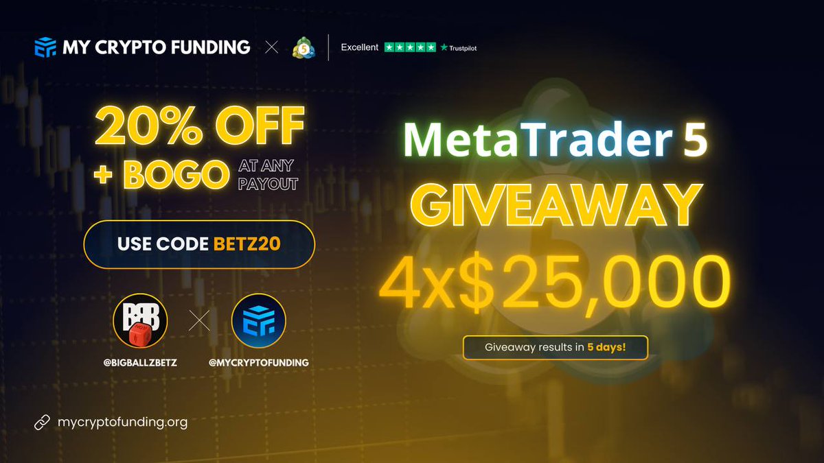 GIVEAWAY TIME! 🚀 To celebrate our rebranding and say thanks to our amazing community, we’ve teamed up with <a href="/MyCryptoFunding/">My Crypto Funding</a> for a massive giveaway!

Use code BETZ20 for 20% OFF and enter to win 4x $25,000 prizes!

How to enter: 
[1] Follow <a href="/MyCryptoFunding/">My Crypto Funding</a>, <a href="/BIGBALLZBETZ/">BIGBALLZBETZ</a>, and