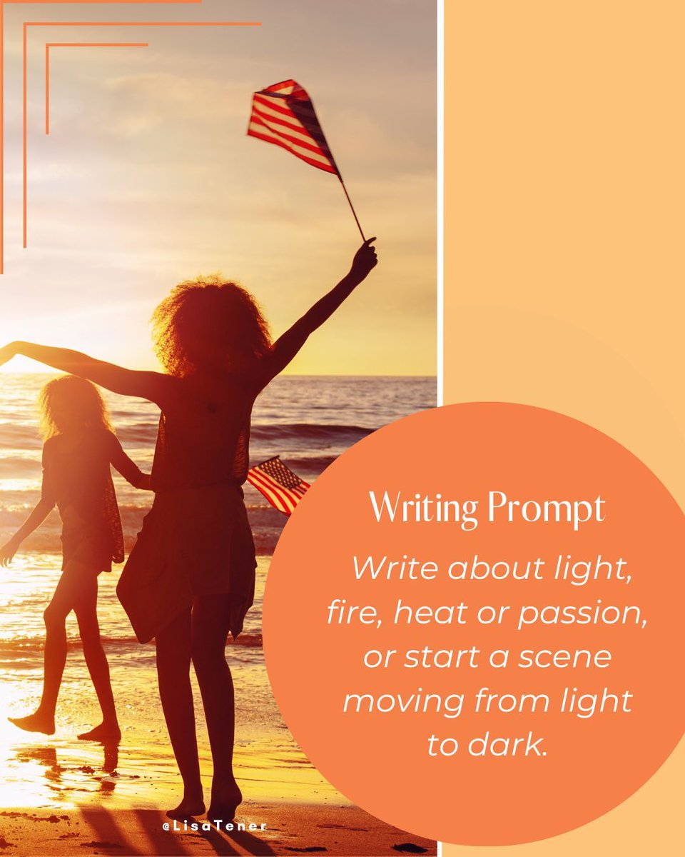 🎆Write about light, fire, heat or passion, or start a scene moving from light to dark.
⭐ Don’t forget to write today!  
📝💭 Feel free to share your response to the prompt in the comments.
 
#writingprompt #writingcommunity #fourthofjuly #fireworks
