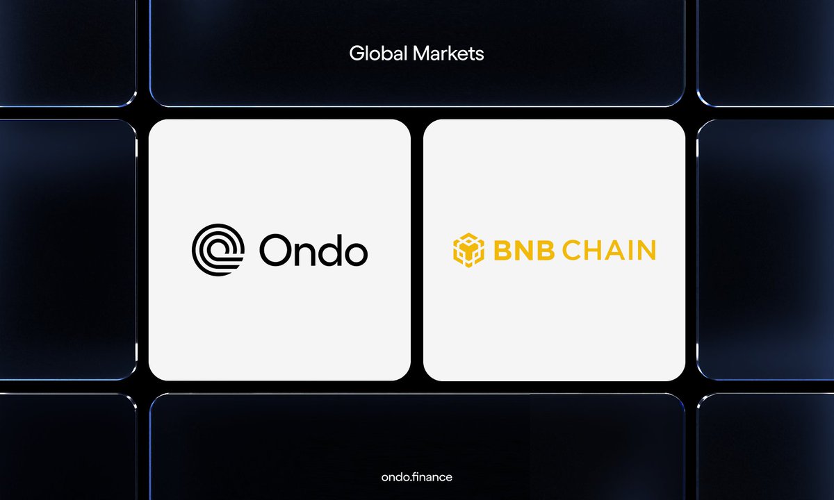 OndoFinance's tweet image. BNB Chain is on.

@BNBCHAIN, one of the most widely used blockchain networks, will soon support Ondo&apos;s suite of tokenized assets, including over 100 US stocks, ETFs, and funds to start.

As part of this collaboration, BNB Chain joins the Global Markets Alliance, a growing group…