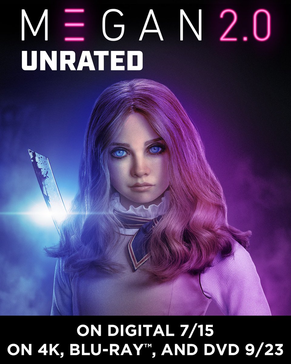 HorrorCalendar's tweet image. M3GAN 2.0 UNRATED is now available on Digital at home, featuring enhanced kills, deleted scenes, and more carnage than we saw in theaters.
Rent it for $19.99 or buy it for $24.99.