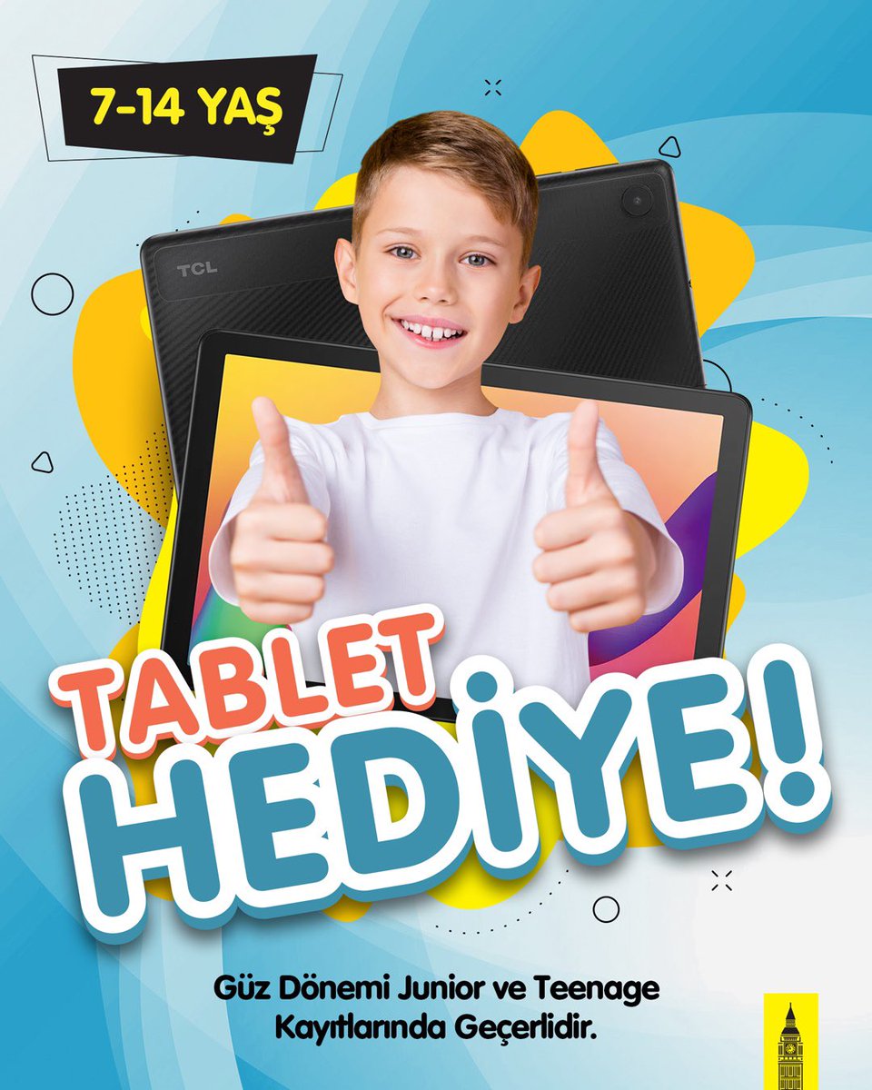 ✨ 7-14 yaş arası dikkat! 🚀
Güz dönemine Junior veya Teenage kaydı yaptır, İngilizce öğren tableti kap! 🎁
Tabletin hazır, peki ya sen?
📍 Detaylı bilgi: En yakın şube veya 444 0 165 📞
#EnglishTime #İngilizce #Kampanya #Tablet