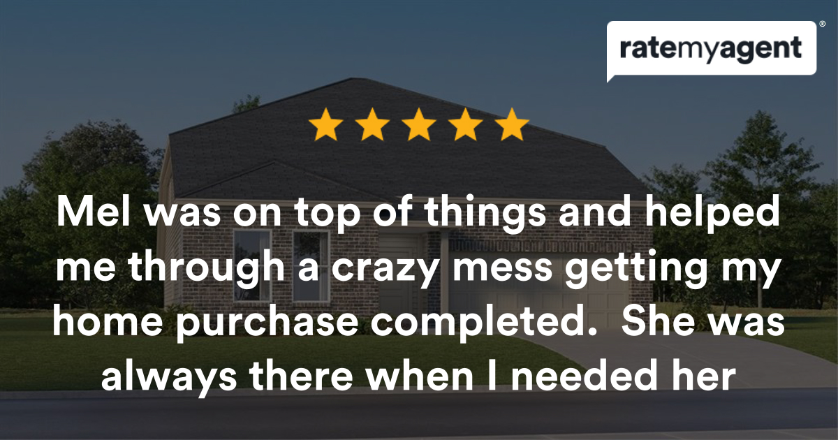 HomesWithMel's tweet photo. Testimonial Tuesday! :) 
My latest RateMyAgent review in Texas City.
★★★★★🛌 5 🛀 4 🚘 2
https://t.co/P0xuqE5xM3

...
#ratemyagent #realestate #Real_Broker_LLC #HomesWithMel https://t.co/5h4DTrn8C5