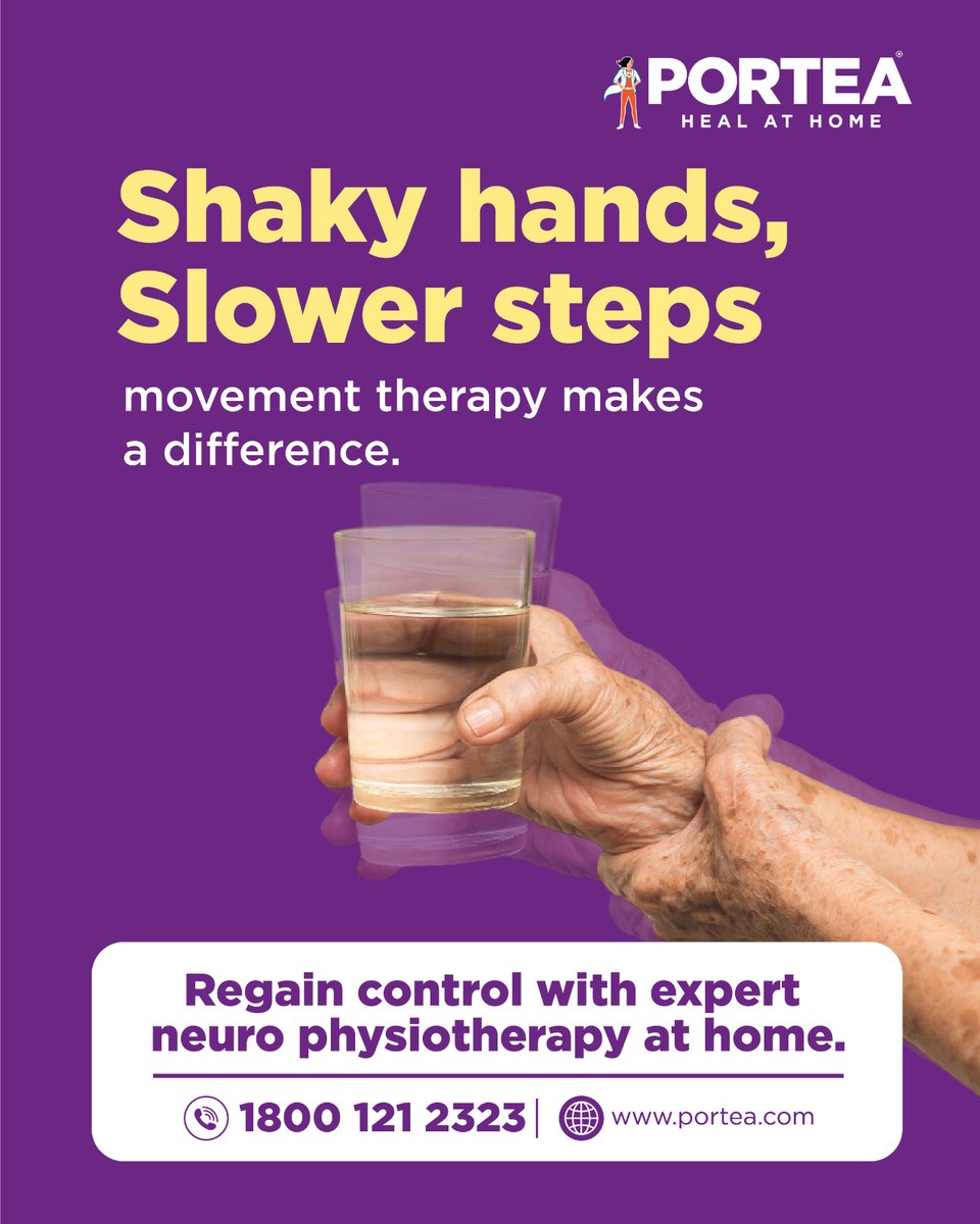 PorteaMedical's tweet image. "Unsteady steps? Trembling hands? Don’t ignore the signs.
Portea’s neuro physiotherapy helps improve balance, strength & confidence — right at home."
📞 1800 121 2323 | 🌐 portea.com
#NeuroPhysio #StrokeRecovery #ParkinsonsCare