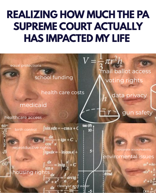VOTEdotPA's tweet image. Most folks aren’t aware of the many ways the PA Supreme Court impacts their lives.
On Nov. 4, voters will determine the future of our democracy.
Check your voter registration status at vote.pa/check.