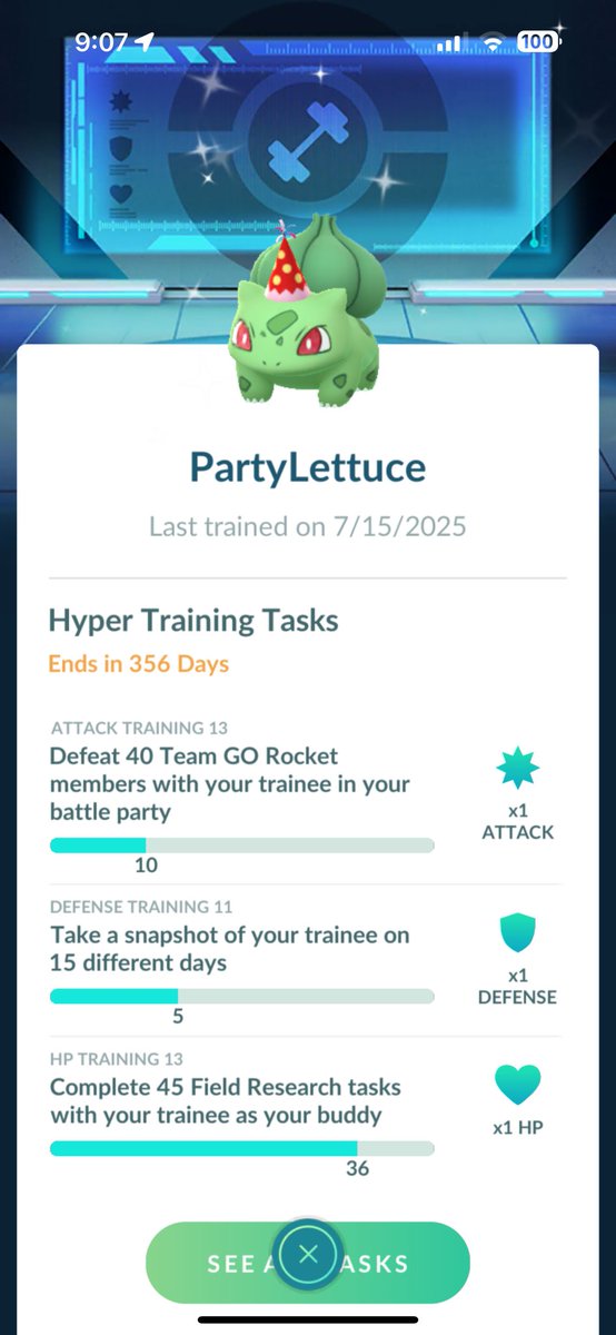 PuggleMix's tweet photo. @bluejulyleo No I love my party Bulba 
After every 100 hearts I’ll evolve so he eventually be a PartyVenusaur https://t.co/l5QElH9Li6