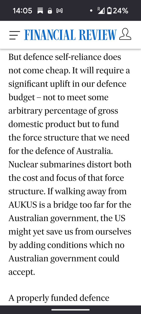 latikambourke's tweet image. Cost of AUKUS submarines too expensive to defend ourselves says Peter Varghese.
afr.com/policy/foreign…
