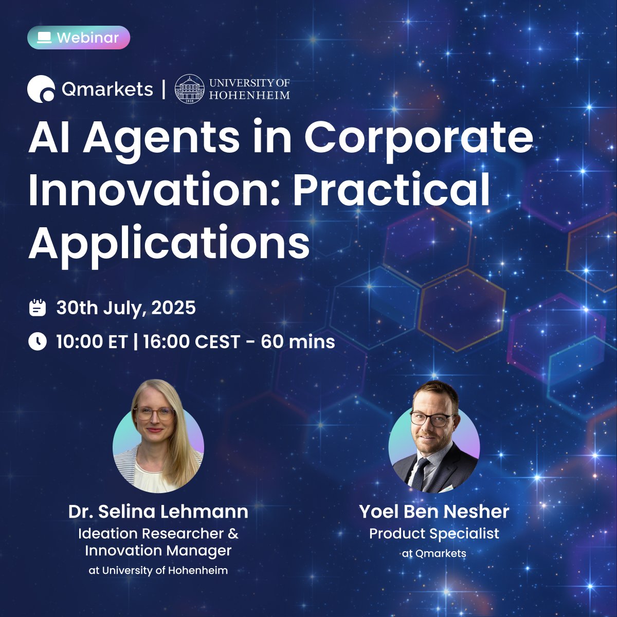 InnoLead's tweet image. Join @QmarketsGlobal on 7/30/25 for a #webinar featuring Dr. Selina Lehmann, Ideation Researcher and Innovation Manager at the University of Hohenheim, on applying AI tools across every stage of the ideation process. hubs.ly/Q03vSfRc0