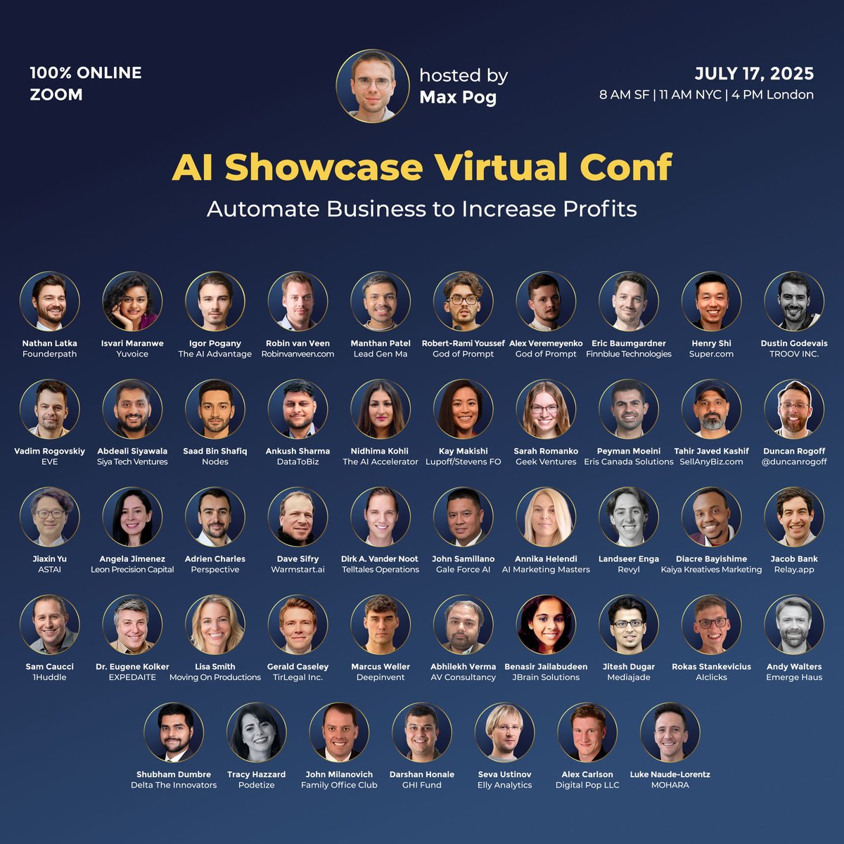 In 2 days. AI Zoom conf. Register free: inniches.com/ai?1
1,800 regs and 40+ AI case studies that saved companies $10M+ and 35K+ hours