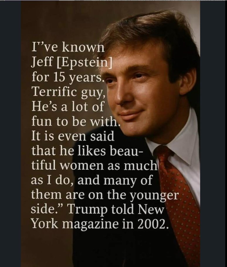 FMoniteau's tweet image. #Trump urges #MAGA supporters to move on from societal disdain of pedophilia
You know Trump is at the top the #EpsteinClientList
#TrumpEpsteinCoverup #EpsteinCoverup