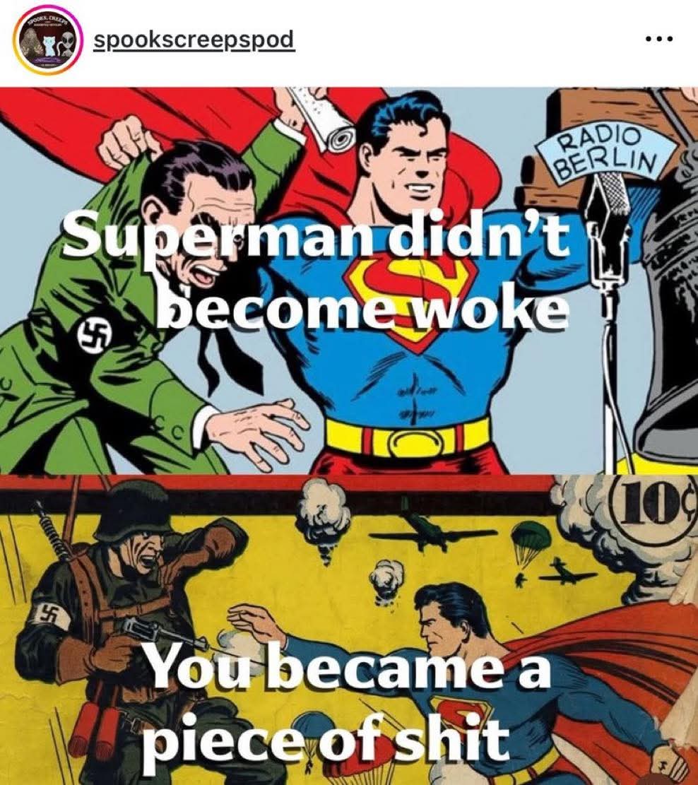 Commander Of Cheese (@fromagedutrump) on Twitter photo <a href="/joelcardwellX/">Joel Cardwell</a> They don't like the fact that Superman is an undocumented immigrant who works as a journalist.
And apparently, there is something wrong with the phrase "truth, Justice, and the good of all Mankind." <a href="/joelcardwellX/">Joel Cardwell</a> They don't like the fact that Superman is an undocumented immigrant who works as a journalist.
And apparently, there is something wrong with the phrase "truth, Justice, and the good of all Mankind."
