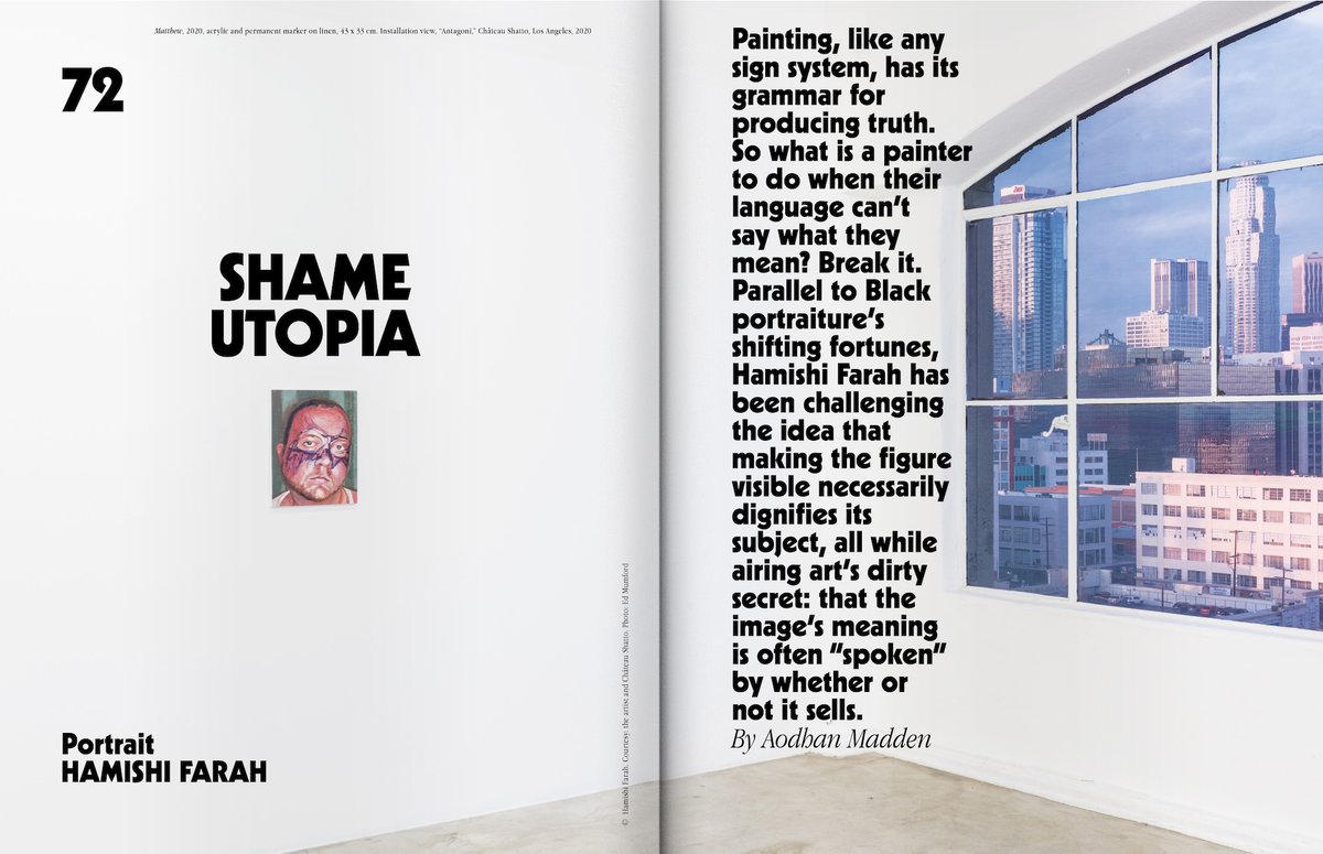 spike_art's tweet image. “A poetics of shame is at painting’s essence: what is shown, what should be, and who controls the means of representation.” – Aodhan Madden on Hamishi Farah
shop.spikeartmagazine.com/products/issue…